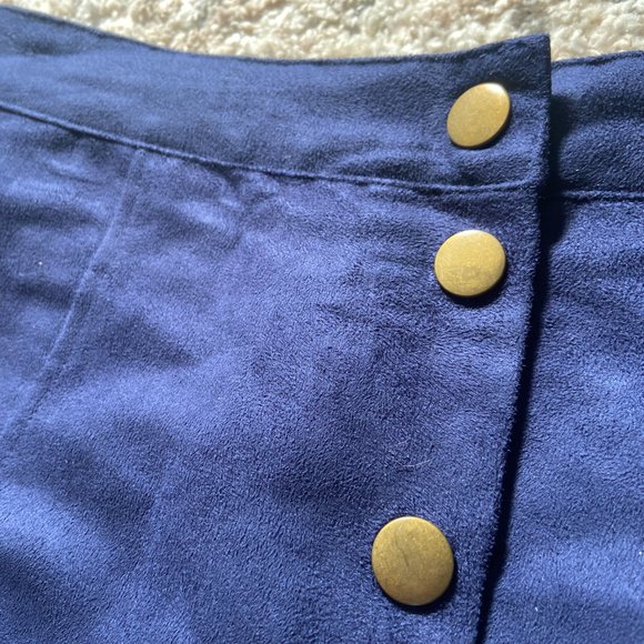 3/$15 Women's Navy Suede Mini Skirt - Picture 2 of 5